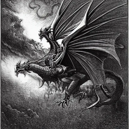 Image similar to red dragon by gustave dore