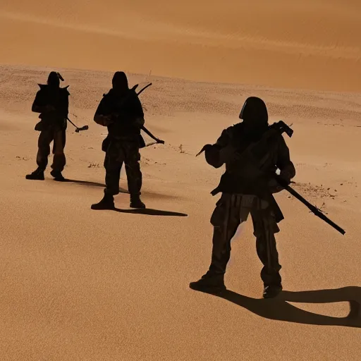 Prompt: shadow warriors in the desert