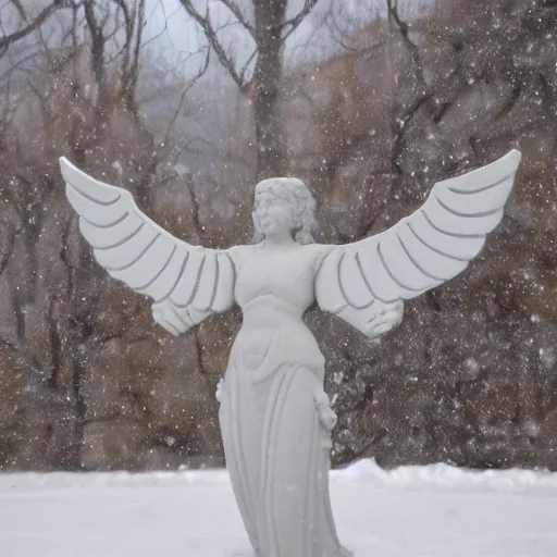 Prompt: winged valkyrie, snowy ground