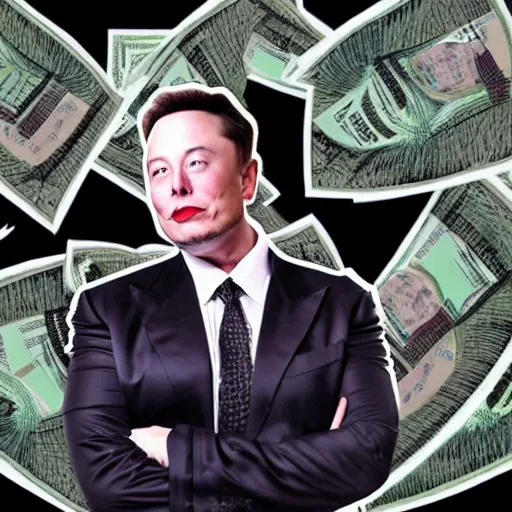 Image similar to elon musk vomiting money, high detail