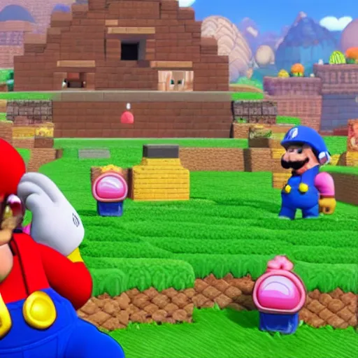 Image similar to mario digging for gems in dragonquest builders 2