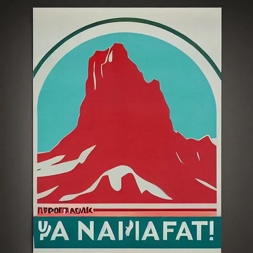 Image similar to soviet style propaganda poster convincing you to move to banff national park,