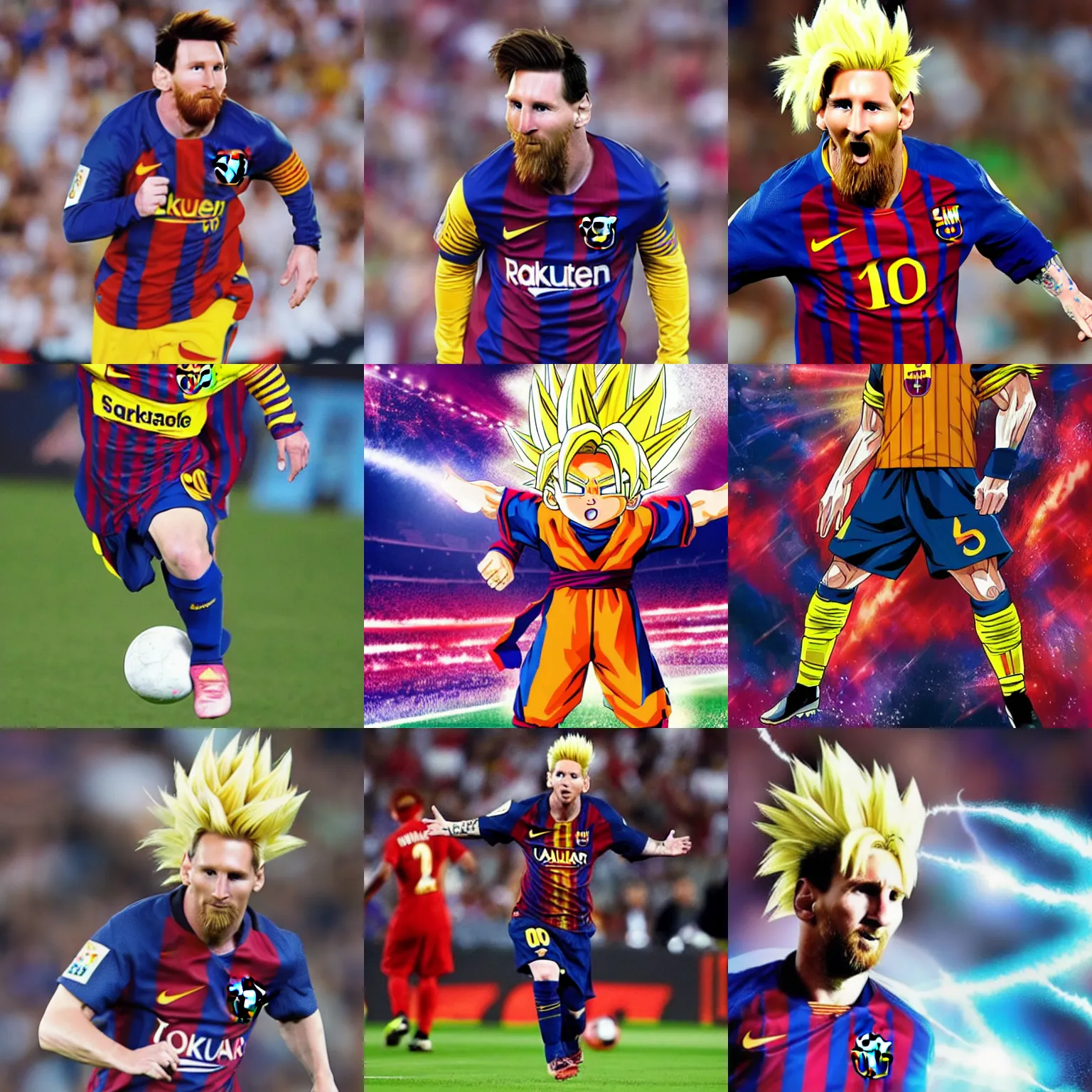 Prompt: messi turning super saiyan