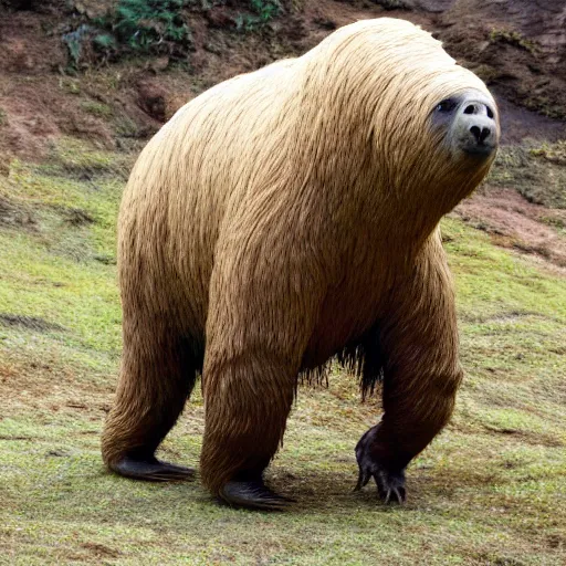 Image similar to a giant ground sloth walking