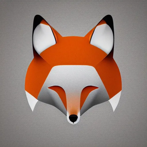 Prompt: an abstract, simplified icon depicting a fox's head, eyes open, white background, elegant, award-winning, clever, render, blender, 3d, high quality, app, ios, award winning, design