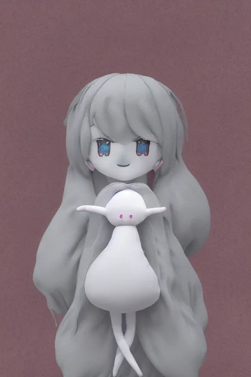 Prompt: a cute fumo plush of a lost waif spirit found in the depth of a well, eldritch, vray