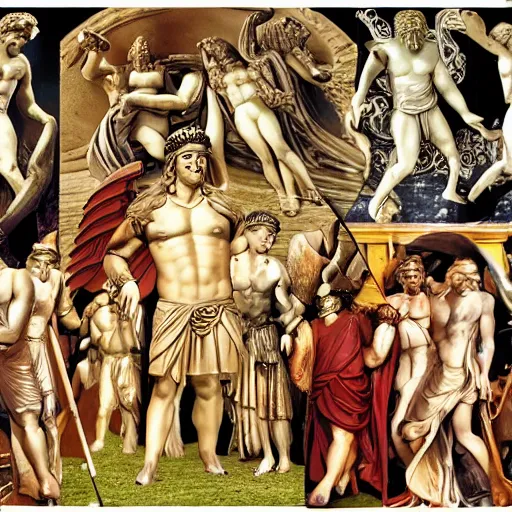 Prompt: roman gods versus greek gods for the fate of the universe