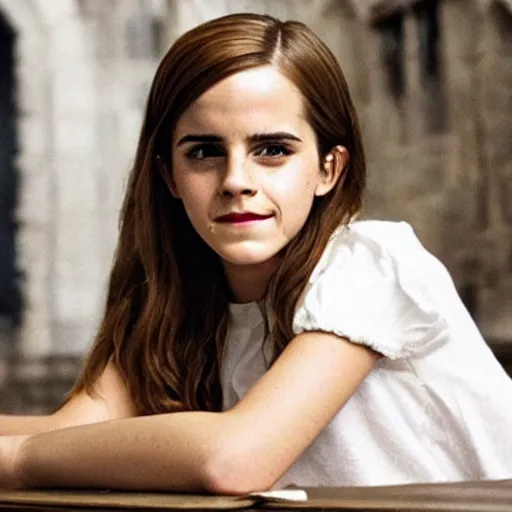 Prompt: emma watson as a student in a hogwarts 4k