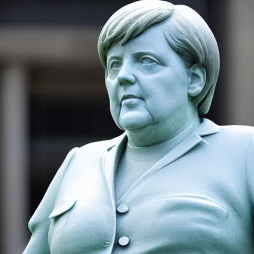 Prompt: Marble of Statue of Angela Merkel staying in Berlin, 4K, photorealistic