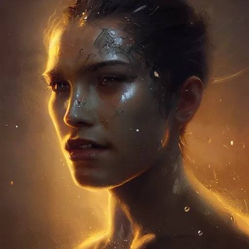 Image similar to portrait of face melting, amazing splashscreen artwork, splash art, head slightly tilted, natural light, elegant, intricate, fantasy, atmospheric lighting, cinematic, matte painting, by Greg rutkowski