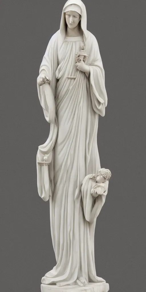 Image similar to a marble statue of the virgin Mary,