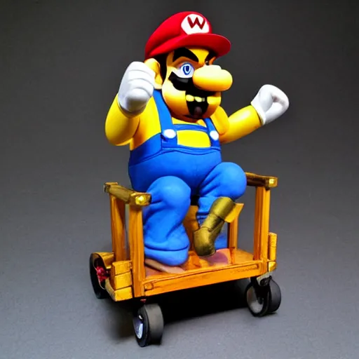 Image similar to wario riding a cart from mario 6 4 action figure