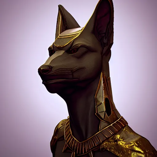 Image similar to anubis, crystall, head, unreal 5, detailed