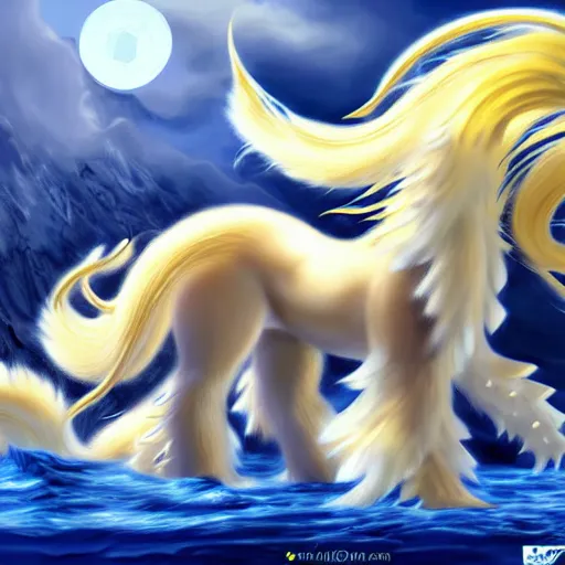 Image similar to Alolan Ninetails realistic digital art, trending on artstation