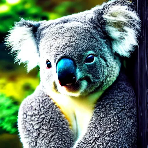 Hanging Koala Close Up - Taffy Blue Australian Animal Art