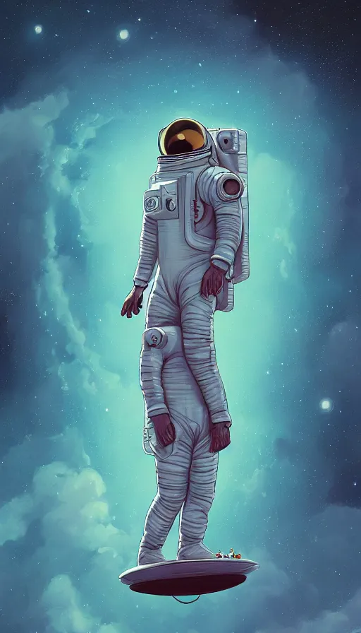 Image similar to the end of the universe, astronaut floating in the sky, highly detailed, digital painting, refreshing, trending on artstation, unreal engine, illustration by james jean