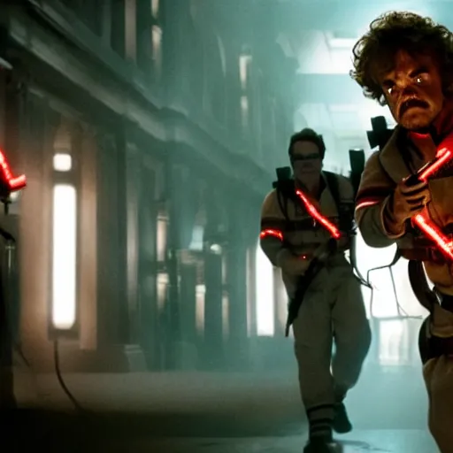 Image similar to stunning awe inspiring peter dinklage as a ghostbuster in the movie ghostbusters, movie still 8 k hdr atmospheric lighting