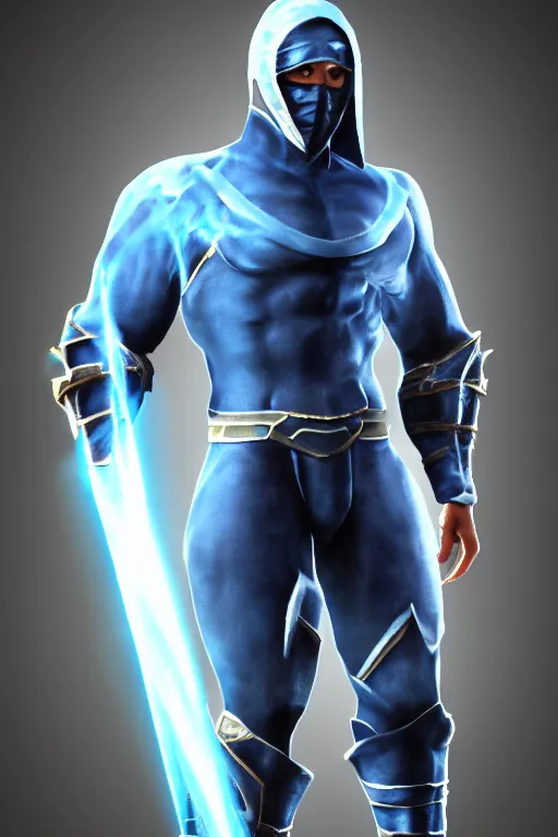 Image similar to sub - zero from mortal kombat 3 d render