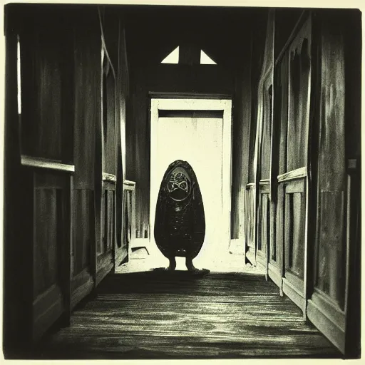 Prompt: picture of a complex!!! cronenbergian disgusting and montruous creature!!! inside of an ( ( ( ( old wooden church ) ) ) ) in! ouisiana!, dark and intricate photograph by diane arbus,! southern gothic!