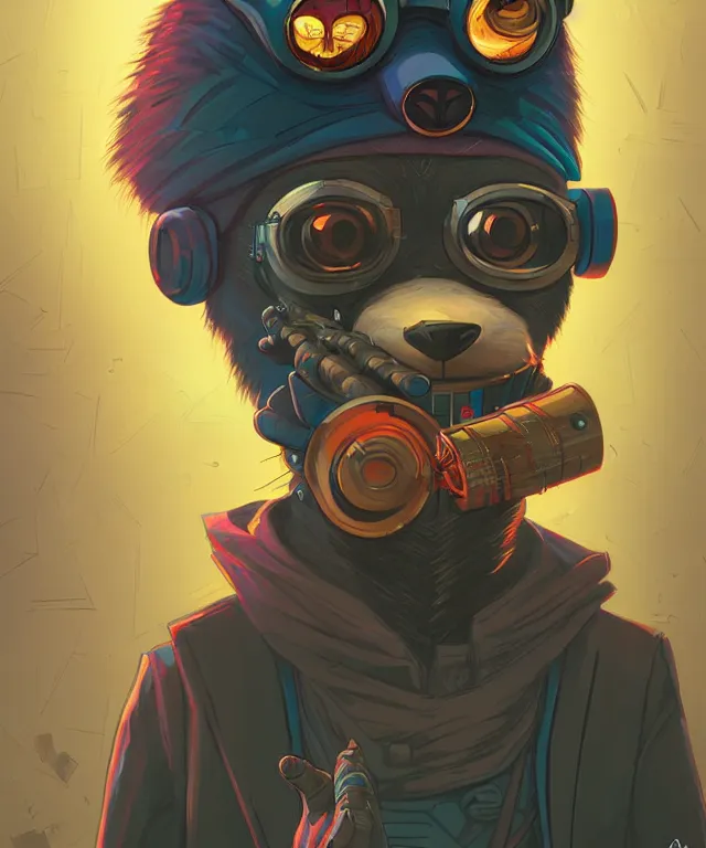 Image similar to a portrait of an anthropomorphic cyberpunk raccoon smoking a cigar, cyberpunk!, fantasy, elegant, digital painting, artstation, concept art, matte, sharp focus, illustration, art by josan gonzalez