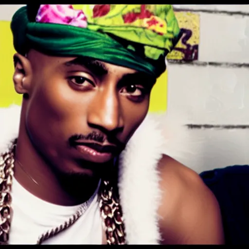 Image similar to Tupac Shakur, screenshot from a 2012s anime