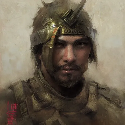 Prompt: the last warrior by ruan jia, portrait