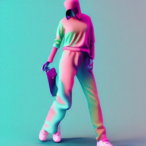 Image similar to abstract 3d female in a modern nike suite age 14 by james jean and Jason Chan, rendering, redshift, octane