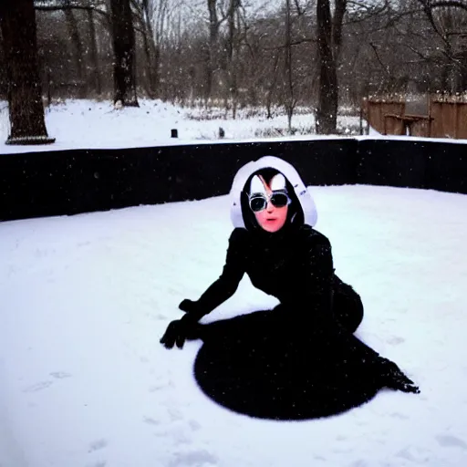 Image similar to lady gaga making a snow angel