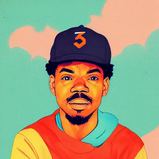 Prompt: Chance The Rapper profile picture by Sachin Teng, asymmetrical, Organic Painting , Matte Painting, meaningful, Powerful, geometric shapes, hard edges, graffiti, street art:2 by Sachin Teng:4
