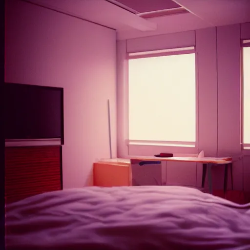 Image similar to calm photo of a futuristic otaku bedroom, bokeh + calm lighting kodak portra 8 0 0