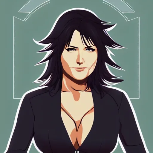 Image similar to lucy lawless, clean cel shaded vector art. shutterstock. behance hd by lois van baarle, artgerm, helen huang, by makoto shinkai and ilya kuvshinov, rossdraws, illustration.