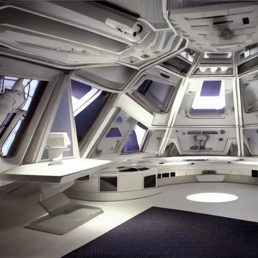 Prompt: spaceship starship battlestar interior design by Alvar Aalto