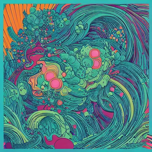 Image similar to album cover design in beautiful colors by james jean and jonathan zawada