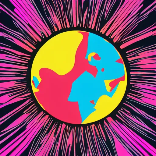 Image similar to 2 planet collapse particle fusion element macro cosmic art by butcher billy, sticker, colorful, illustration, highly detailed, simple, smooth and clean vector curves, no jagged lines, vector art, smooth andy warhol style