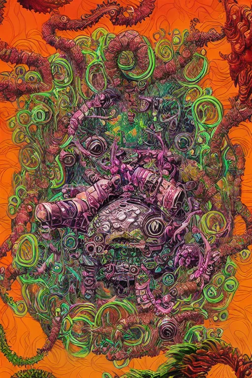 Image similar to creature sushi roots cactus elemental flush of force nature micro world fluo light deepdream a wild amazing steampunk baroque ancient alien creature, intricate detail, colorful digital painting that looks like it is from borderlands and by feng zhu and loish and laurie greasley, victo ngai, andreas rocha, john harris