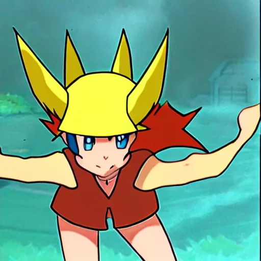 Image similar to misty from pokemon as satan ruling hell