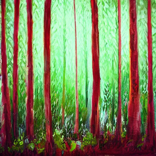 Prompt: acrylic forest woods moody background
