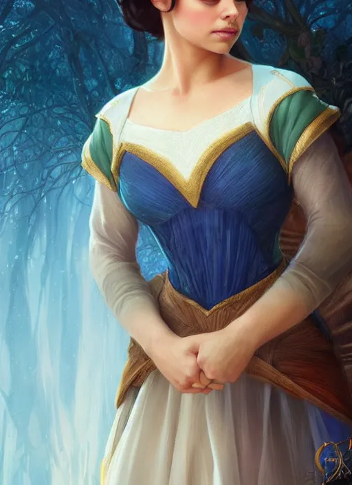 Image similar to beautiful young mila kunis as snow white princess disney, closeup, d & d, fantasy, intricate, elegant, highly detailed, digital painting, artstation, concept art, matte, sharp focus, illustration, art by artgerm and greg rutkowski and alphonse mucha