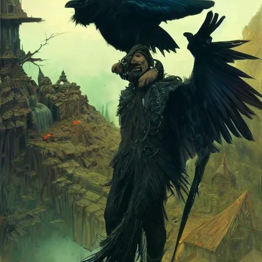 Image similar to jim carrey controlling evil ravens, demonic, evil, satanic, intricate, highly detailed, digital painting, artstation, concept art, smooth, sharp focus, illustration, unreal engine 5, 8 k, art by artgerm and greg rutkowski and alphonse mucha