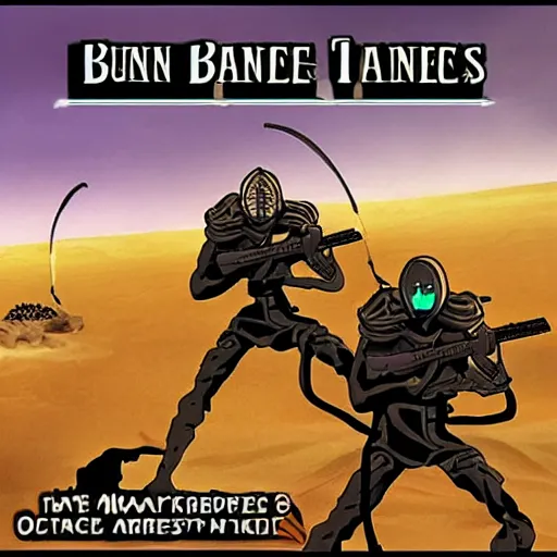 Image similar to dune battle for arrakis multiplayer in the style of ben fiquet