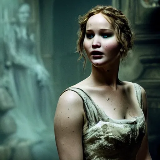 Image similar to jennifer lawrence is frankenstein's monster, still from the movie mary shelley's frankenstein