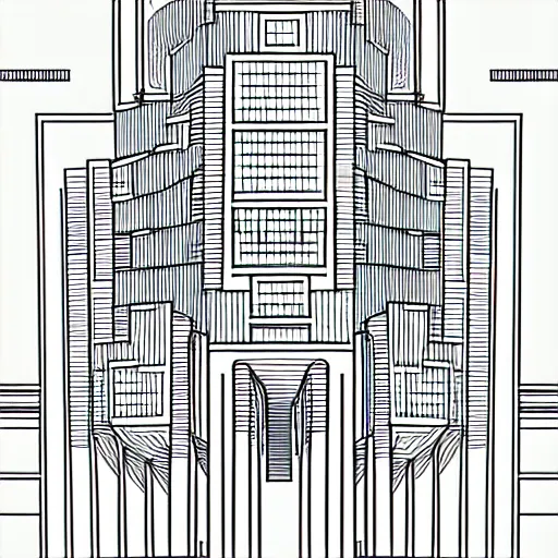 Image similar to an architectural dream, line vector art