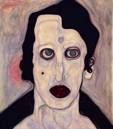 Prompt: portrait of marilyn manson by egon schiele, high quality, high detail