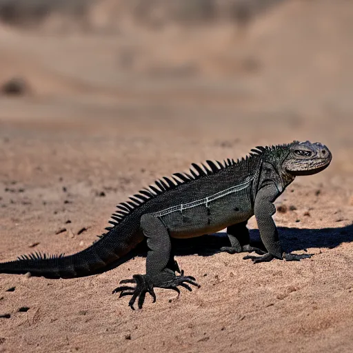 Prompt: mojave melanistic iguana real hd nature photography