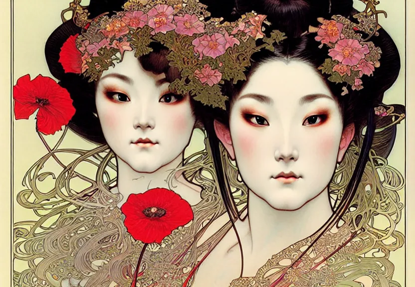 realistic detailed face portrait of a divine geisha | Stable Diffusion ...