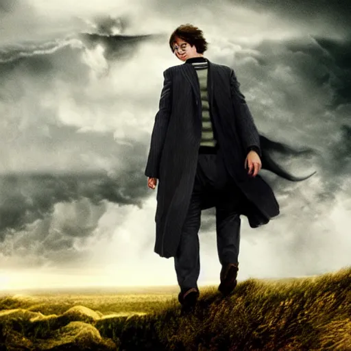 Prompt: Harry potter upright and levitating, back view, thunderclouds, cinematic shot, intricate detail and quality, movie still, nighttime, crescent moon, minor motion blur, action shot, photorealistic, intense scene, visually coherent, symmetry, rule of thirds, movement, vivid colors, award winning, directed by Steven Spielberg, Christopher Nolan, Tooth Wu, Asher Duran, Greg Rutkowski