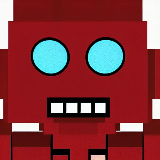 Prompt: profile image of a blocky, red robot with yellow eyes smiling, in an animated body, anime style