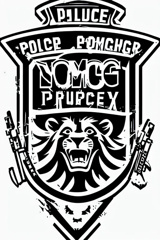 Image similar to in the style of max prentis and deathburger and laurie greasley a vector e-sports vector logo of a police lion, highly detailed, colourful, 8k wallpaper