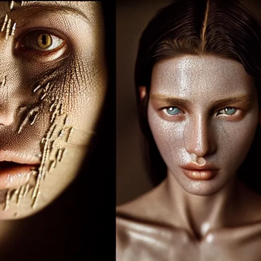 Image similar to female supermodel with translucent skin, beautiful detailed intricate insanely detailed octane render, 8K artistic photography, photorealistic, chiaroscuro, by Steve Mccurry, Joey L, Raphael, Caravaggio