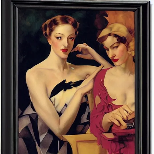 Prompt: master and margarita by j. c. leyendecker, tamara de lempicka